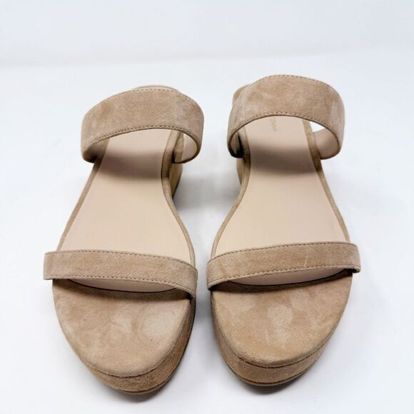Stuart Weitzman Tan Beige Suede Wedge Sandals Size 11 Platform - Picture 3 of 9